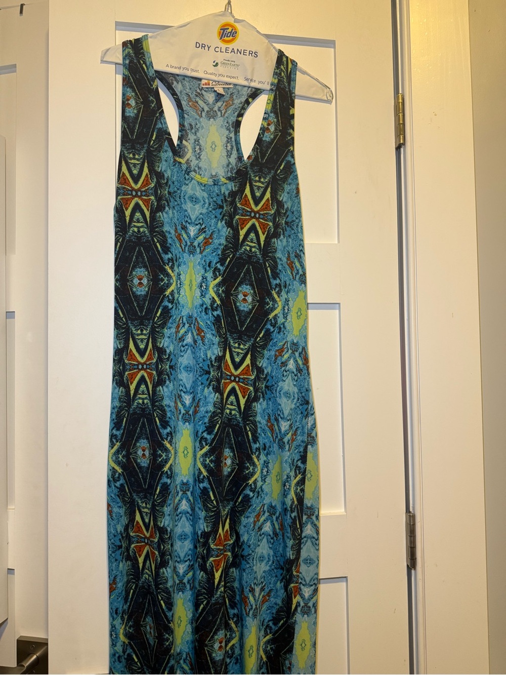 Pre-Owned Printed Racerback Maxi Dress | Size Large